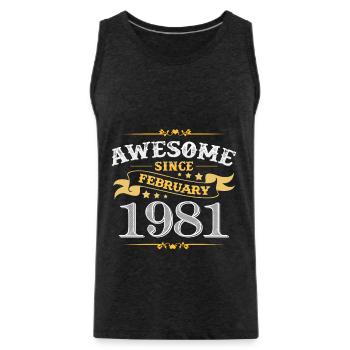 Birthday in February 1981 - Men's Premium Organic Tank Top - charcoal grey - Front - Alexander (188cm)
