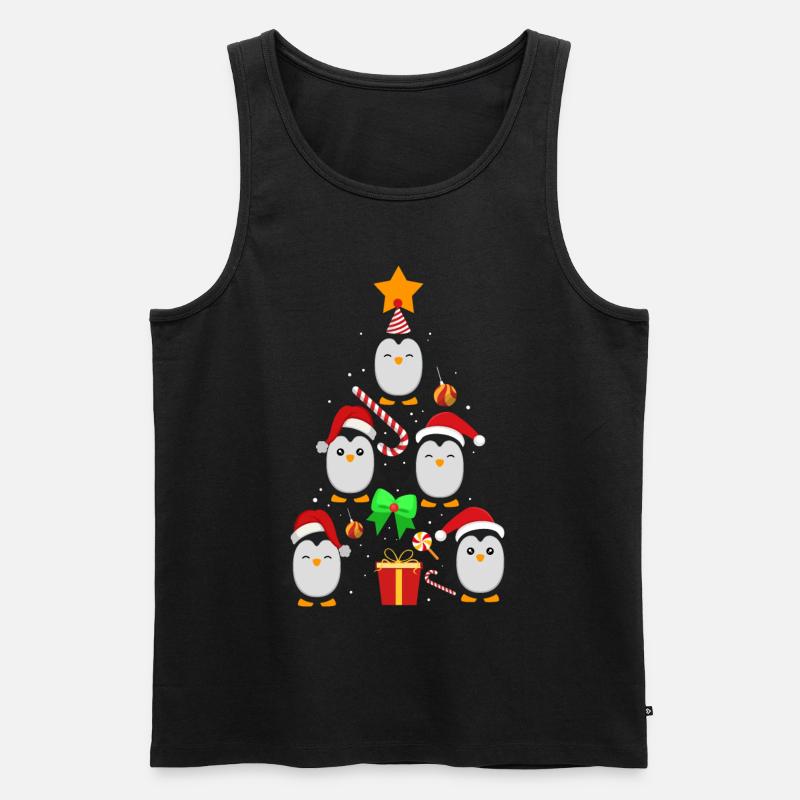 Pinguin Tannenbaum - Männer Premium Bio Tank Top - Schwarz
