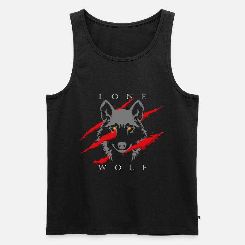 Einsamer Wolf - Männer Premium Bio Tank Top - Schwarz