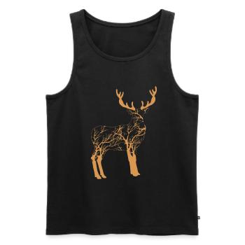 Hirsch - Männer Premium Bio Tank Top - Schwarz - Vorne - Michal (187cm)