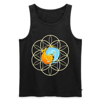 Yin Yang et la fleur de vie - Fleur de vie - Débardeur bio Premium Homme - noir - Devant - Michal (187cm)