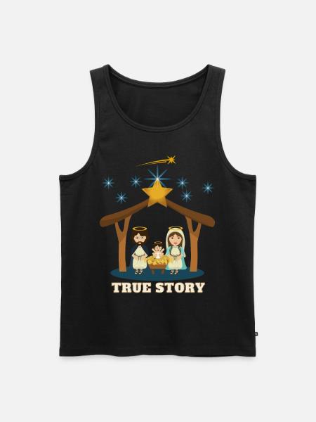 Waargebeurd verhaal Joseph Maria Jesus Christmas Night - Mannen Premium Bio Tanktop - zwart