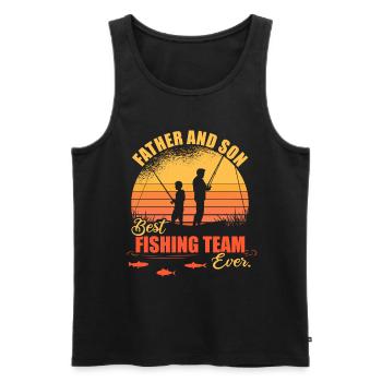 Dad and Son Best Fishing Team Angler Gift - Men's Premium Organic Tank Top - black - Front - AI Model Male 178 light (178cm)