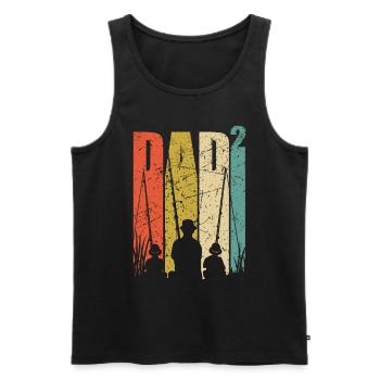 Papa 2 enfants cadeau de pêche double papa - Débardeur bio Premium Homme - noir - Devant - AI Model Male 178 light (178cm)