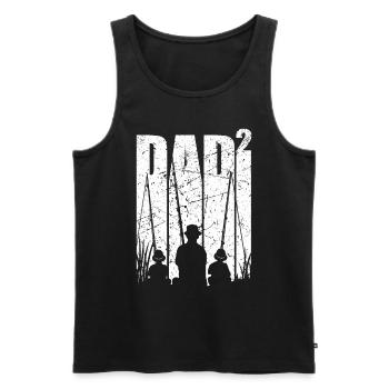 Papa 2 enfants cadeau de pêche double papa - Débardeur bio Premium Homme - noir - Devant - Michal (187cm)