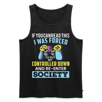 funny gamer shirt for boys who like to gamble - Men's Premium Organic Tank Top - black - Front - AI Model Male 178 light (178cm)