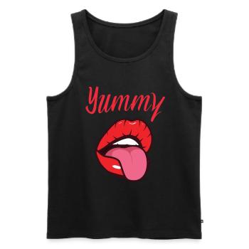 Yummy Female Mouth Sticking Tongue Out Red - Männer Premium Bio Tank Top - Schwarz - Vorne - AI Model Male 178 light (178cm)