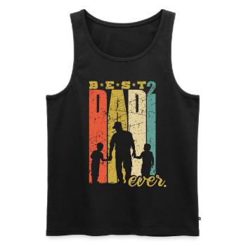 Meilleur papa Ever double père papa 2 fils - Débardeur bio Premium Homme - noir - Devant - AI Model Male 178 light (178cm)