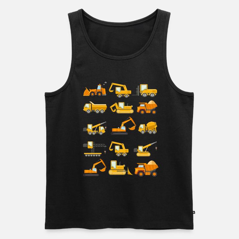 Construction Diggers Trucks Vehicles Design - Männer Premium Bio Tank Top - Schwarz