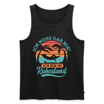 Ich muss gar nix Ich bin im Ruhestand Design - Männer Premium Bio Tank Top - Schwarz - Vorne - Michal (187cm)
