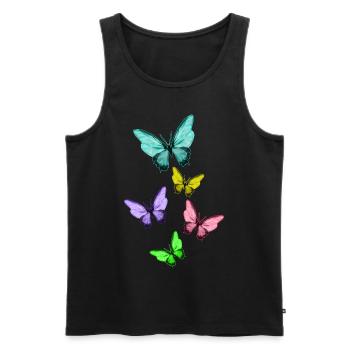 Cute Colorful Butterflies Vintage Butterfly - Débardeur bio Premium Homme - noir - Devant - AI Model Male 178 light (178cm)