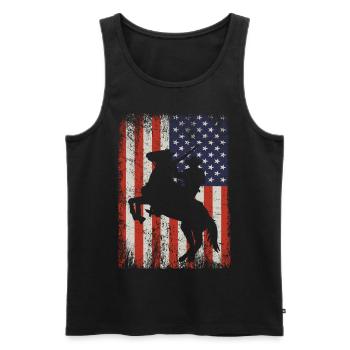 shirt western with american flag - Débardeur bio Premium Homme - noir - Devant - Michal (187cm)
