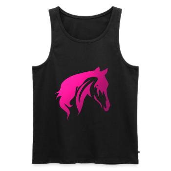 Chevaux, Équitation, Dressage, Mode équestre, Filles, Femmes - Débardeur bio Premium Homme - noir - Devant - Michal (187cm)