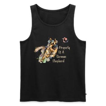 Colorful German Shepherd plays with ball - Men's Premium Organic Tank Top - black - Front - Michal (187cm)