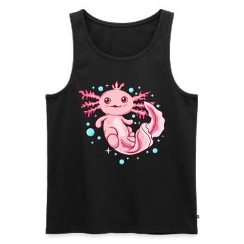 axolotl shirt women - kawaii axolotl - Men's Premium Organic Tank Top - black - Front - AI Model Male 178 light (178cm)