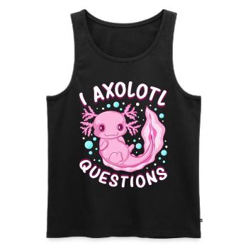 i axolotl questions shirt - axolotl kawaii - Men's Premium Organic Tank Top - black - Front - Michal (187cm)
