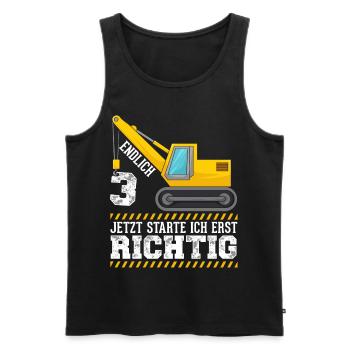 3. Geburtstag Bagger deko ich bin Endlich 3 Jahre - Männer Premium Bio Tank Top - Schwarz - Vorne - Michal (187cm)