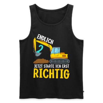 Ich Bin Zwei Jahre - 2. Geburtstag Junge Bagger - Männer Premium Bio Tank Top - Schwarz - Vorne - Michal (187cm)