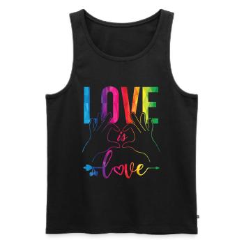 Love is Love LGBT LGBTQ Gay Pride Support - Men's Premium Organic Tank Top - black - Front - Michal (187cm)