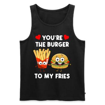 Burger Fries Love Heart Drôle Humour Fast Food - Débardeur bio Premium Homme - noir - Devant - Michal (187cm)