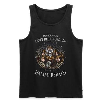 Nordische Gott der Ungeduld Hammersbald Wikinger - Männer Premium Bio Tank Top - Schwarz - Vorne - Michal (187cm)