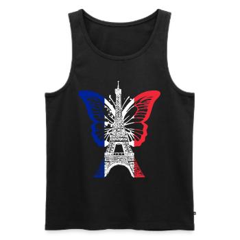 Paris France City Skyline Tour Eiffel Art - Débardeur bio Premium Homme - noir - Devant - Michal (187cm)