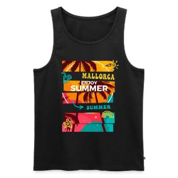 Mallorca Summer Sun Beach Sea Palms Holiday - Men's Premium Organic Tank Top - black - Front - AI Model Male 178 light (178cm)