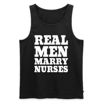 De vrais hommes épousent des infirmières infirmières Mari - Débardeur bio Premium Homme - noir - Devant - Michal (187cm)