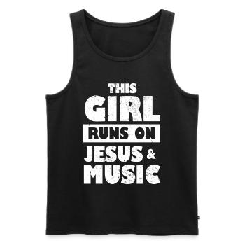 Cette fille court sur Jesus & Music Musicien chrétien - Débardeur bio Premium Homme - noir - Devant - Michal (187cm)