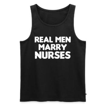 De vrais hommes épousent des infirmières infirmières Mari - Débardeur bio Premium Homme - noir - Devant - Michal (187cm)