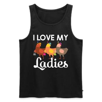 J’aime mes dames Poulet Poussins Poussins Poulets - Débardeur bio Premium Homme - noir - Devant - Michal (187cm)
