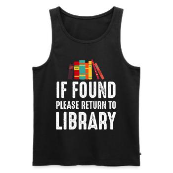 If Found Please Return to Library - Men's Premium Organic Tank Top - black - Front - AI Model Male 178 light (178cm)