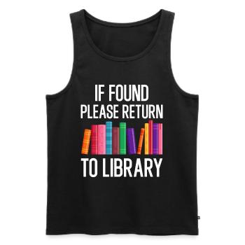 If Found Please Return to Library - Men's Premium Organic Tank Top - black - Front - AI Model Male 178 light (178cm)