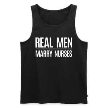 De vrais hommes épousent des infirmières infirmières Mari - Débardeur bio Premium Homme - noir - Devant - Michal (187cm)