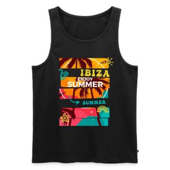 Ibiza Sommer Sonne Strand Meer Palmen Urlaub - Männer Premium Bio Tank Top - Schwarz - Vorne - Michal (187cm)