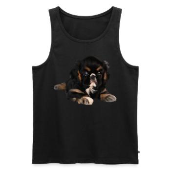 Chiot mignon - Débardeur bio Premium Homme - noir - Devant - AI Model Male 178 light (178cm)