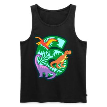 Dinosaurier 6. Geburtstagsparty Nummer 6 - 6 Jahre - Männer Premium Bio Tank Top - Schwarz - Vorne - Michal (187cm)