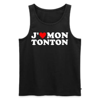 J' aime mon tonton cadeau oncle coeur rouge - Débardeur bio Premium Homme - noir - Devant - Michal (187cm)