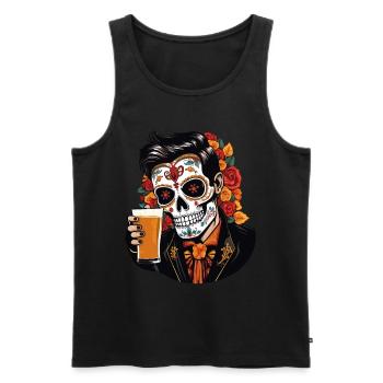 Dia De Los Muertos Bier Totenkopf Totenschädel - Männer Premium Bio Tank Top - Schwarz - Vorne - Michal (187cm)