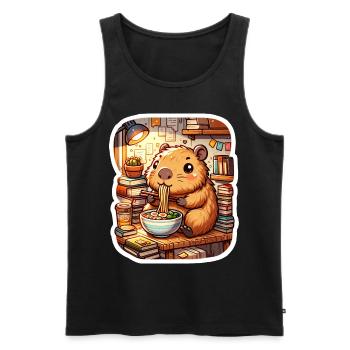 Capybara Ramen Bücher Lese Kawaii Anime - Männer Premium Bio Tank Top - Schwarz - Vorne - AI Model Male 178 light (178cm)