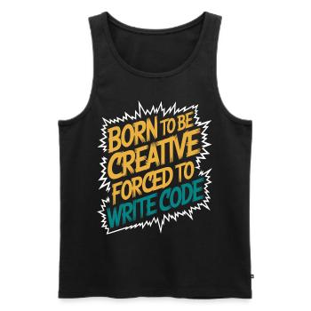 "Geboren, um kreativ zu sein, gezwungen, Code zu schreiben" Lustig - Männer Premium Bio Tank Top - Schwarz - Vorne - AI Model Male 178 light (178cm)