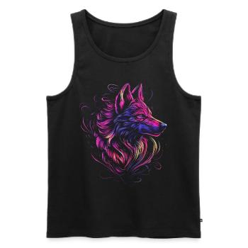 Wolf Wolfskopf Wölfe Wolfsrudel Natur Neon Bunt - Männer Premium Bio Tank Top - Schwarz - Vorne - AI Model Male 178 light (178cm)