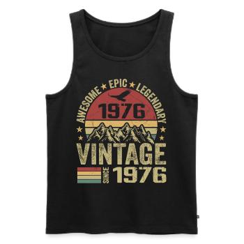 Vintage 1976 Cadeau Anniversaire 1976 - Né en 1976 - Débardeur bio Premium Homme - noir - Devant - Michal (187cm)