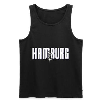 Hamburg Anker Motiv - Männer Premium Bio Tank Top - Schwarz - Vorne - Michal (187cm)