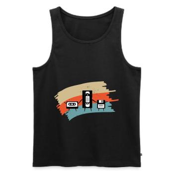 Retro Gamer Nerd VHS, Kassette und Diskette - Männer Premium Bio Tank Top - Schwarz - Vorne - AI Model Male 178 light (178cm)
