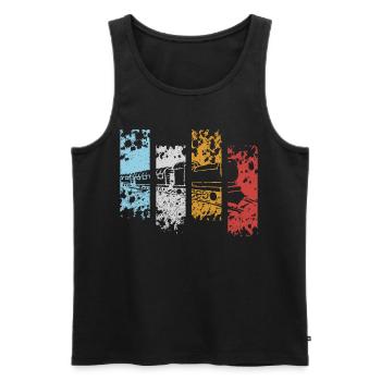 Train Trains Retro Vintage Locomotive Gift Geek - Men's Premium Organic Tank Top - black - Front - AI Model Male 178 light (178cm)