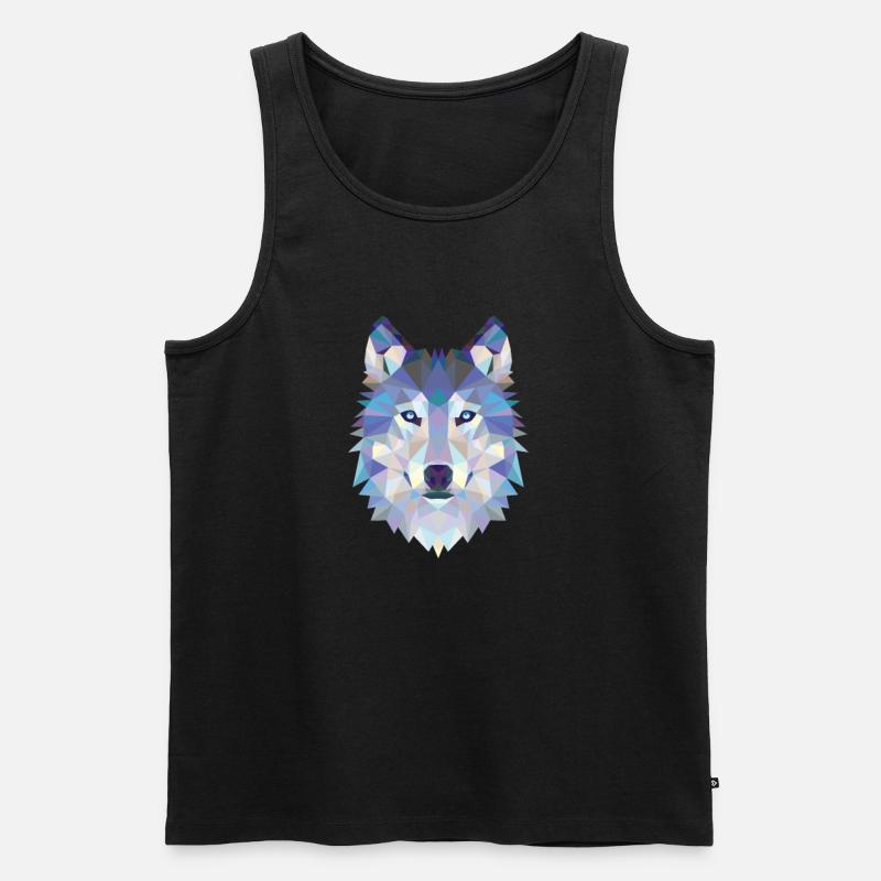 WOLFKOPF MOSAIK KUNST DESIGN WOLF - Männer Premium Bio Tank Top - Schwarz
