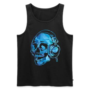 Crâne coloré DJ Casque Musique Rave Cadeau - Débardeur bio Premium Homme - noir - Devant - Michal (187cm)