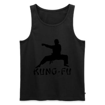 chemise cadeau kung-fu - Débardeur bio Premium Homme - noir - Devant - Michal (187cm)