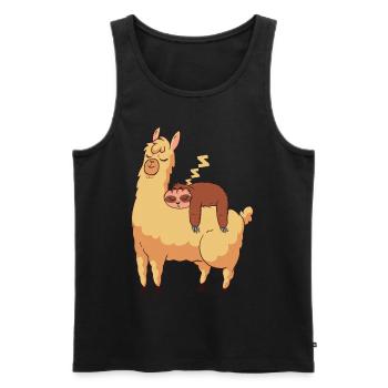 Slama Lama Funny Sweet Lazy Alpaca Gift - Débardeur bio Premium Homme - noir - Devant - Michal (187cm)